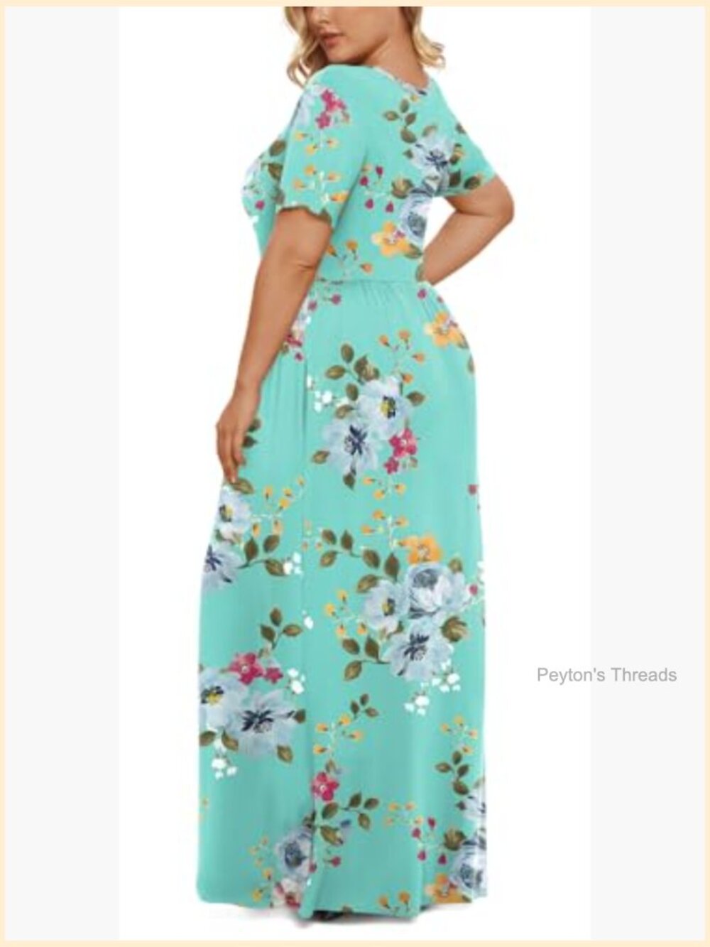 Plus Size Maxi Dress with Pockets Short Sleeve Summer Casual - Picture 3 of 7